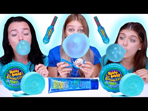 ASMR *BLUE FOOD* SOUR CANDY, LOLLIPOPS, HUBBA BUBBA BUBBLE GUM, ROCK CANDY MUKBANG 먹방