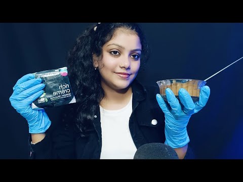 ASMR Haircut & haircolor And Shampoo Washing ( Water, Scissors And Spray Sounds)