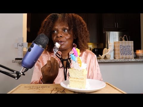 Slice Of My Daughter Nadine's 🎂 Birthday Cake ASMR Eating Sounds