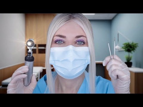 ASMR Ear Exam & Ear Cleaning - Ear Wick Insertion, Otoscope, Fizzy Drops, Gloves, Typing, Picking 