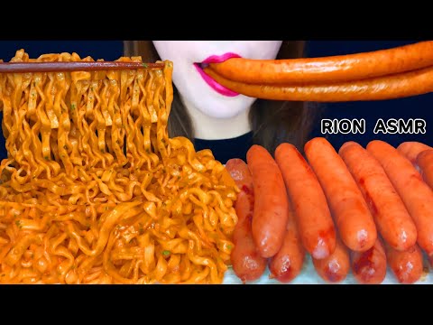 【ASMR】【咀嚼音 】CARBO FIRE NOODLE プルダックポックンミョン SAUSAGE シャウエッセンMUKBANG 먹방 食べる音 EATINGSOUNDS NOTALKING