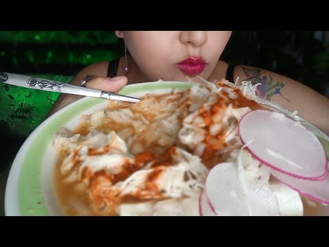 ASMR Comiendo Pozole con patita de cerdo 🐷 