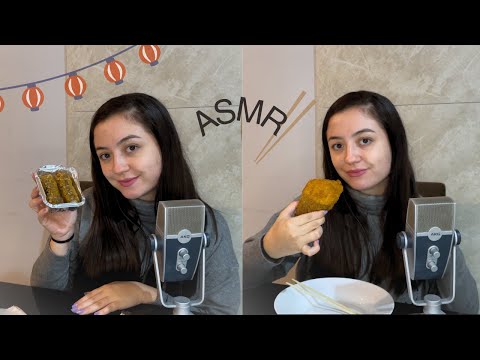 ASMR COMENDO COMIDA JAPONESA CROCANTE + BATE PAPO 🍣 (voz suave) #mukbang