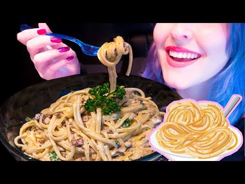 ASMR: Super Creamy Linguine Carbonara | Big Pasta Bites ~ Relaxing Eating Sounds [No Talking|V] 😻