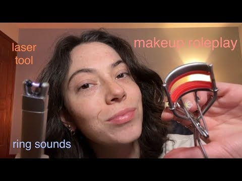 ASMR chaotic makeup application roleplay (laser tool, rings sounds, whispered, lofi)