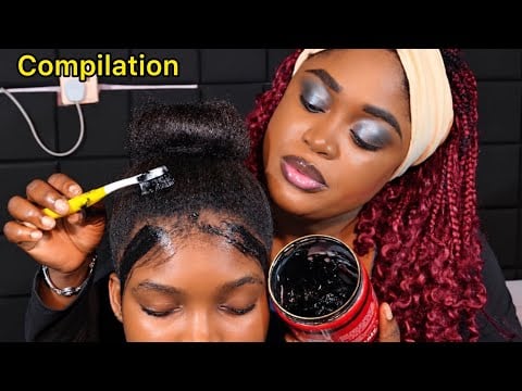 Asmr✨Making my sisters hair | laying her edges | hair parting, Scalp Scratching, face nitpicking✨