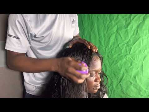 ASMR satisfying head massage, hair brushing and hair treatment.