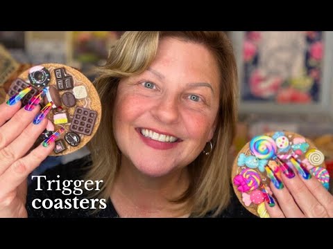 ASMR | Trigger Coasters | Materials & Tapping/Scratching on Trigger Coasters with Long Nails 💗🥰✨