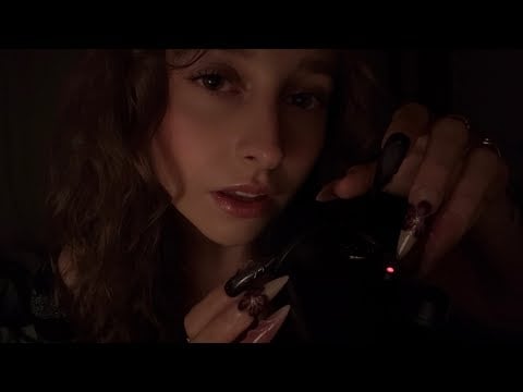 ASMR gentle mic scratching with mouth sounds