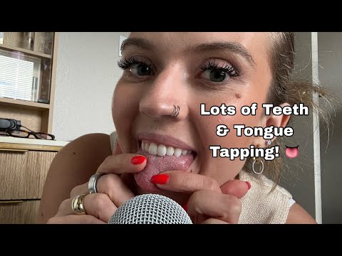 ASMR| Tongue & Teeth Tapping Mouth Sounds + Body Triggers w/ Fabric Scratching 