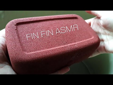 ASMR : Red Sand Blocks Crumble+Shaving in Paper Bucket #308