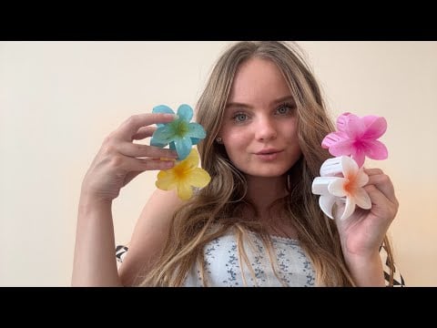 ASMR clipping your hair with flower clips