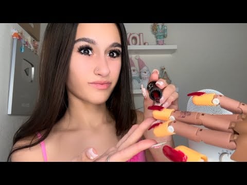 ASMR| MEAN older sister does YOUR nails for a XMAS party🙄