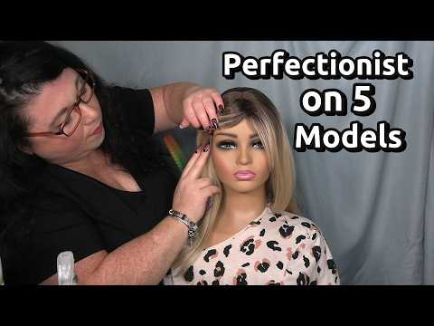 ASMR Perfectionist Hair Fixing on 5 Models for Catwalk | Hair Brushing, Finishing Touches, Spray