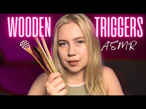 ASMR 🎧 wooden triggers | mouth sounds | #asmrminuha #asmr 