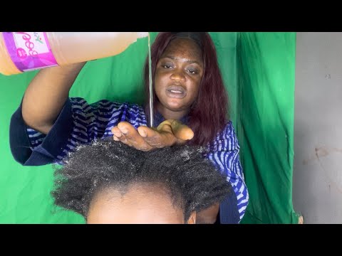 ASMR✨SOFT WHISPERING AND SATISFYING HAIR SHAMPOO MASSAGE ON MY COUSIN.