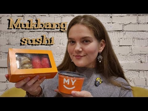 Мукбанг в Котобюро • поедание роллов в антикафе • eating sounds 