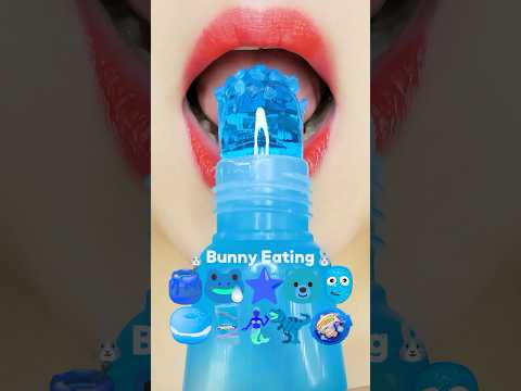 @Bunny_EATING0 blue emoji food eating sounds 파란색 이모지 먹방 (kohakuto,honey jelly,candy) asmr mukbang
