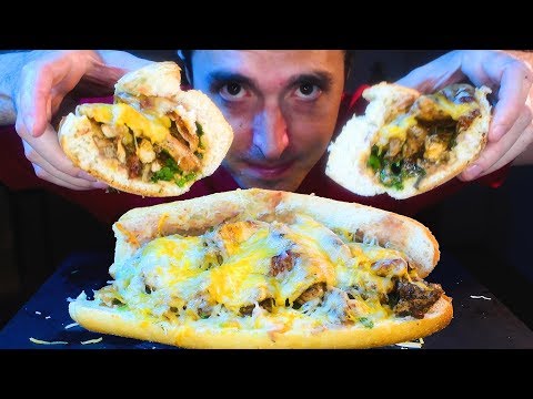 BIG CHEESY SPICY CHICKEN TACO SANDWICH * MUKBANG * NOMNOMSAMMIEBOY