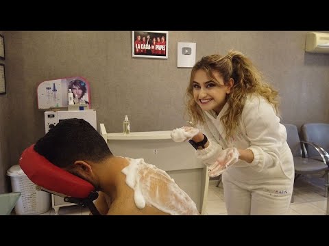 💈REAL BARBERSHOP EXPERIENCE | FOAMY ASMR BACK MASSAGE & SOFT SCRATCHING