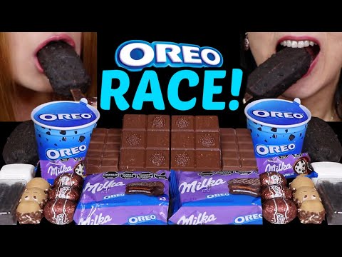 ASMR OREO RACE! MILKA OREO ALFAJOR, ICE CREAM SUNDAE, BONBONS, FERRERO ROCHER BAR, KINDER EGGS 먹방