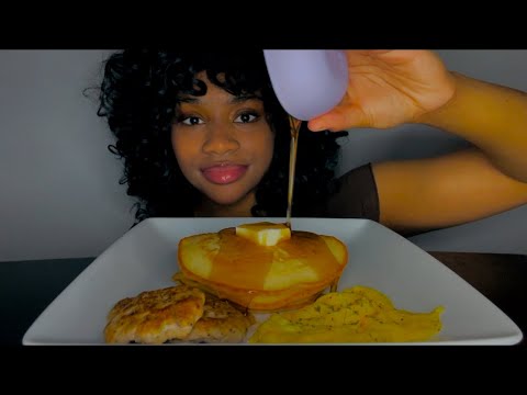 ASMR | 3 PANCAKES, 3 SAUSAGES, AND SCRAMBLED EGG - Breakfast MUKBANG (no talking, eating sounds)