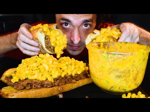 HUGE MAC AND CHEESE BURGER SUB * ASMR NO TALKING MESSY * NOMNOMSAMMIEBOY