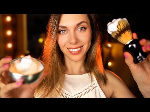 ASMR Sleep Inducing Barbershop Haircut ASMR, Shave, Massage, Roleplay,  OIL massage and RAIN