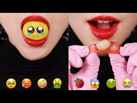 EMOJI MUKBANG ASMR 🤪 ODD FRUITS JELLY ASMR DRIED MARSHMALLOW ASMR