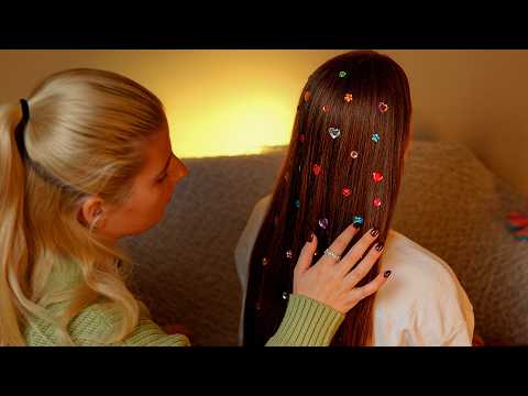 ASMR | Bedazzling Your Hair in Class 💎 Hair Brushing & Braiding for Deep Sleep (No Talking)