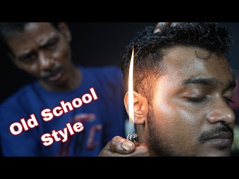 Uncle Barber Doing Old School Style Fire Massage Therapy | ASMR Ear And Head Massage Therapy
