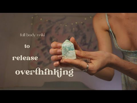 full body ASMR REIKI aura cleanse to release overthinking | pulling hand movements, rattle, crystals