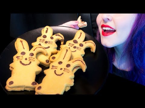 ASMR: Nougat Filled Double Cookies 🍪 | Easter Bunny Cookies 🐇 ~ Relaxing Eating [No Talking|V] 😻