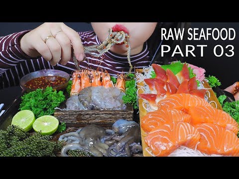 ASMR MOST POPULAR RAW SEAFOOD ON MY CHANNEL PART 03 OCTOPUS RED CLAM SALMON RAW SHRIMP | LINH-ASMR