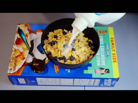 Frosted Flakes With Fresh Blue Berries ASMR Eating Sounds