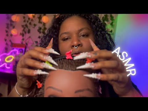 ASMR - 💤💆🏽‍♀️💅🏾BRAIN & SCALP TINGLES WITH LONG NAILS  (SCRATCHING, PLUCKING & MASSAGING) TINGLY
