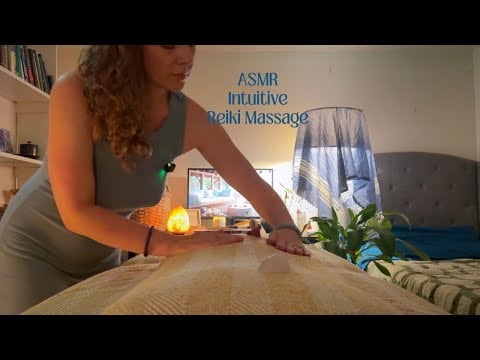 ASMR Intuitive Reiki & Placebo Massage💆🏼‍♀️Soft Spoken & Gentle Beach-Fire Ambiance🌊🪵Wooden Tools