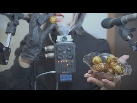 [ASMR]うずらの卵を殻ごと食べる Eating quail eggs with the shell [音フェチ]