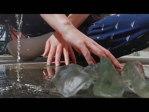 Gritty Cement Scratching With Rocks and Water ASMR (no talking)