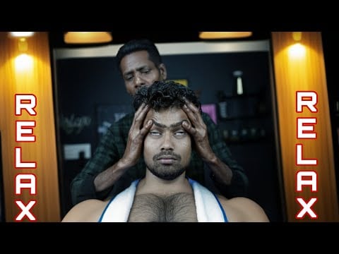 Indian Old School Barber Neck Cracking Head Massage With Scratching And Tapping | ASMR Champi