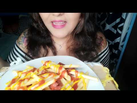ASMR Comiendo Papas a la francesa con catsup y mostaza