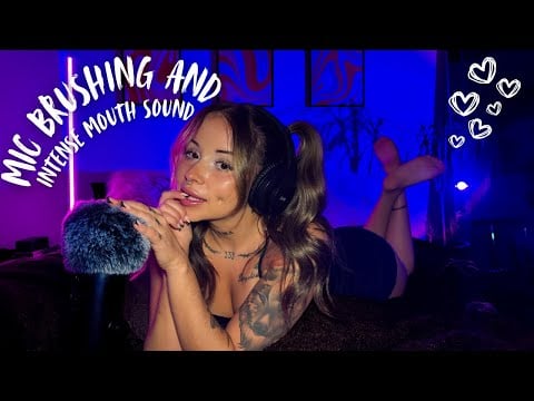 ASMR - Fluffy mic brushing & intense mouth sounds 💓