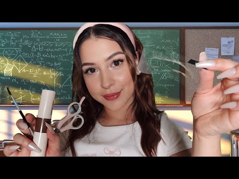 ASMR $5 Eyebrows in School Classroom! 🤨✂️