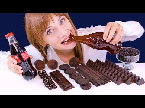 ASMR EDIBLE SODA BOTTLE, DARK CHOCOLATE, OREO WAFERS, WAFER ROLLS POPULAR FOOD MUKBANG EATING SHOW