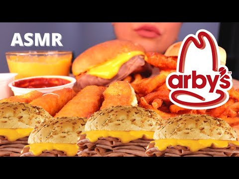 ASMR ARBY'S ROAST BEEF SANDWICH + CURLY FRIES MUKBANG (NO TALKING) EATING SOUNDS | Mandy Foods ASMR