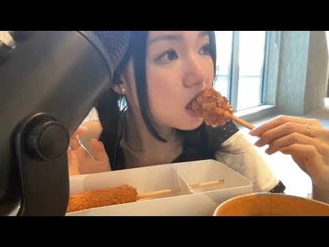korean corndog + tteokbokki mukbang asmr