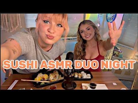 Duo Sushi ASMR With my Friend l Relaxing Sushi Mukbang + Eating Sounds 🍣✨