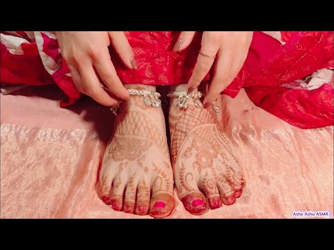 ASMR Payal & Mehndi ✨🌿Modeling Desi Anklets • Soft Sounds