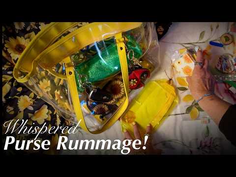 ASMR Purse Rummage! (Whispered Version) The Yellow Vinyl Purse!