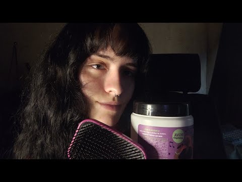 ASMR finalizando seus cachos(sons de água, escova e muito som de creme)